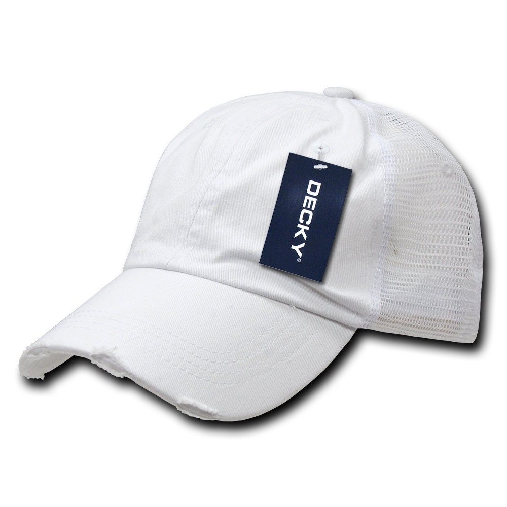 Distressed Mesh Cap White Washed Cotton 