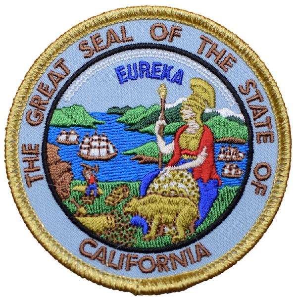 California Patch - The Great Seal of the State of CA Metallic Gold 3" (Iron on)