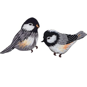 2-Pack Chickadee Applique Patch Set - Embroidered Bird Badges (Iron On)