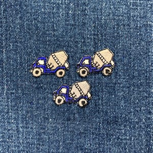 3-Pack Cement Truck Applique Patch - Mini Embroidered Concrete Mixer Badge 1" (Iron On)