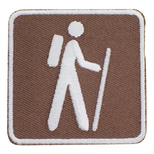Wanderaufnäher – Gesticktes Wegweiser-Logo, dekoratives Abzeichen für Naturwanderungen, 5 cm (zum Aufbügeln)