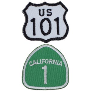 Mini Highway 101 & California Hwy 1 Patch Set - CA Embroidered Badge (2-Pack, Iron on)