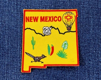 New Mexico Map Patch - Gestickte Route 66 & RoadRunner Abzeichen 90cm (aufbügeln)