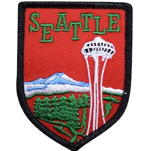 Seattle Patch - Embroidered Mount Rainier & The Needle Washington Badge 2-7/8" (Iron On)