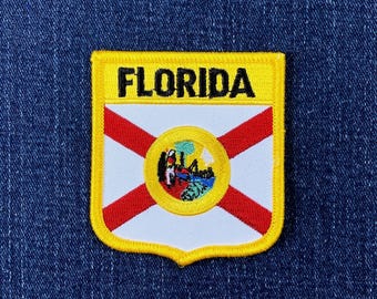 Florida Patch - Embroidered Flag Shield Badge 2.75" (Iron On)