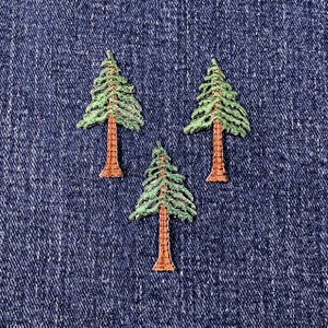 3-Pack Evergreen Tree Applique Patch - Mini Embroidered Conifer Pine Sequoia Redwood Badge 1.75" (Iron On)