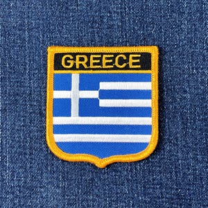 Greece Patch - Embroidered Flag Shield Badge 2.75" (Iron On)