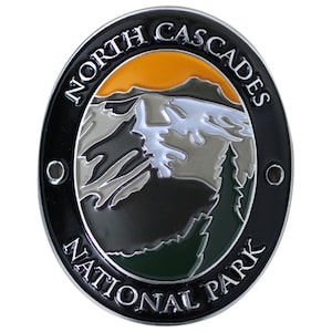 Médaillon pour bâton de marche du parc national des North Cascades - Badge de collectionneur de randonnée dans l&#39;État de Washington