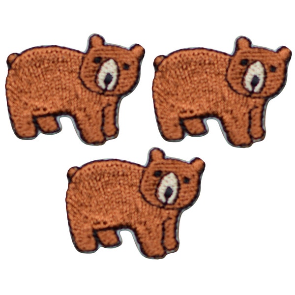 Mini Bear Applique Patch - Zookeeper, Animal Badge 1" (3-Pack, Iron on)