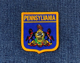 Pennsylvania Patch - Embroidered Flag Shield Badge 2.75" (Iron On)