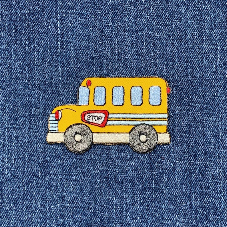 School Bus Applique Patch - Embroidered Education & Learning Badge 2-3/ ...