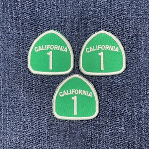 3-Pack California 1 Patch - Mini Embroidered Highway One Sign Badge 1-3/8" (Iron On)