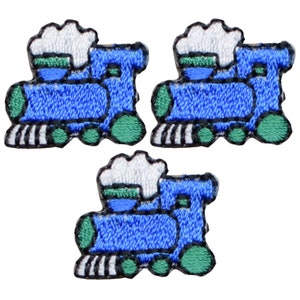 Mini Train Patch Applique - Steam Engine, Locomotive 3/4&quot; (3-Pack, Iron on)