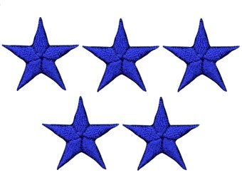 Star Applique Patch - Royal Blue 7/8" (5-Pack, Small, Iron on)