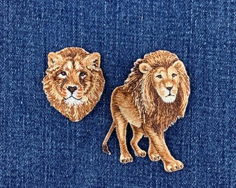 2-Pack Lion Patch Set - Embroidered Safari Animal Zookeeper Badges (Iron On)