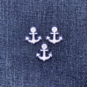 3-Pack Anchor Applique Patch - Mini Embroidered Nautical Sailing Badge 7/8" (Iron On)