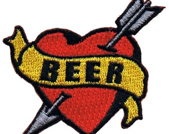 Beer Tattoo Applique Patch - Pilsner, Pale Ale, IPA, Lager, Draught, Ale 2.25" (Iron on)