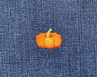 Pumpkin Applique Patch - Embroidered Halloween Fall Autumn Badge 1-3/8" (Iron On)