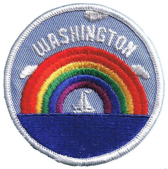 Sailing and Rainbow Seattle Washington Patch Iron on
