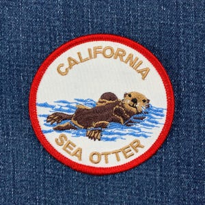 California Sea Otter Patch - Embroidered Sea Creature Animal Badge 3" (Iron On)