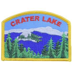 Crater Lake Patch - Oregon National Park OR Embroidered Nature Hiking Badge 3.5&quot; (Iron on)