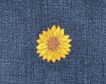 Parche de girasol bordado - Insignia floral de 4 cm (para planchar)