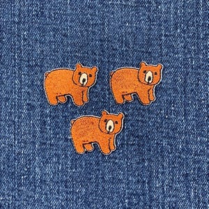 3-Pack Bear Applique Patch - Mini Embroidered Animal Badge 1" (Iron On)