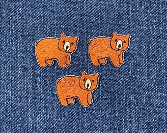 3-Pack Bear Applique Patch - Mini Embroidered Animal Badge 1" (Iron On)