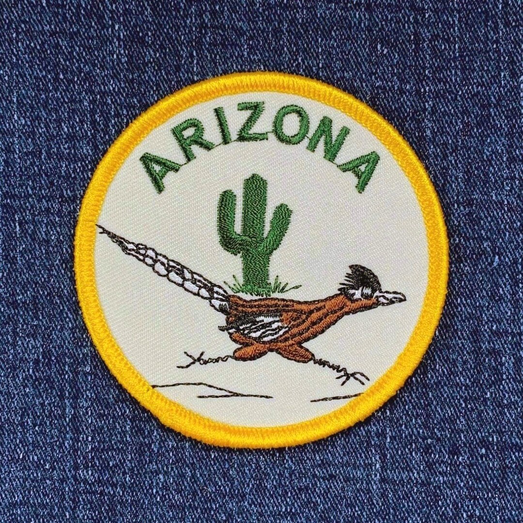 Arizona Patch - Embroidered Desert Roadrunner & Cactus Badge 3" (iron ...