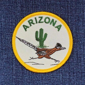 Arizona Patch - Embroidered Desert Roadrunner & Cactus Badge 3" (Iron On)