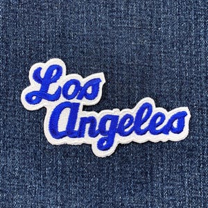 Blue & White Los Angeles Patch - gesticktes California Badge 10,2 cm (Bügelbild)