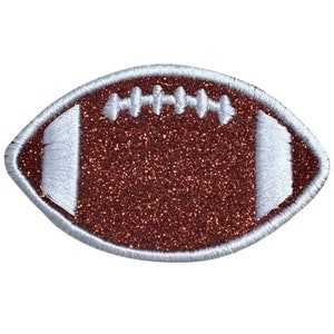 Extra Large Glitter Football Applique Patch - Sparkly Sports Badge 5&quot; (Iron on)
