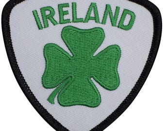 Ireland Shamrock Patch - Embroidered 4 Leaf Clover Badge 3" (Iron On)