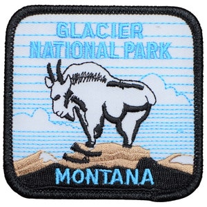 Glacier National Park Patch - Montana, Mountain Goat, MT Badge 3&quot; (Iron on)