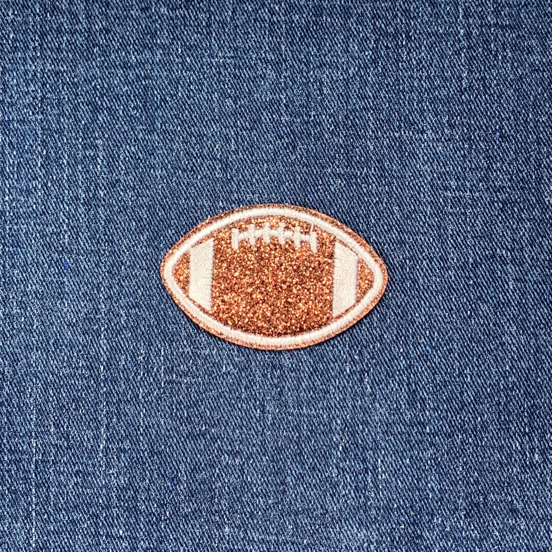 Glitter Football Applique Patch - Small Sparkly Embroidered Sports ...