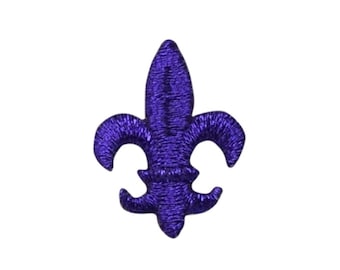 Purple Fleur De Lis Applique Patch - Embroidered Decorative Badge 1.75" (Iron On)