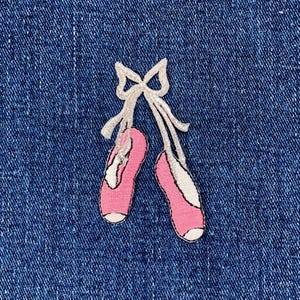 Ballet Slippers Applique Patch - Embroidered Ballerina Dance Shoes Badge 2.5" (Iron On)