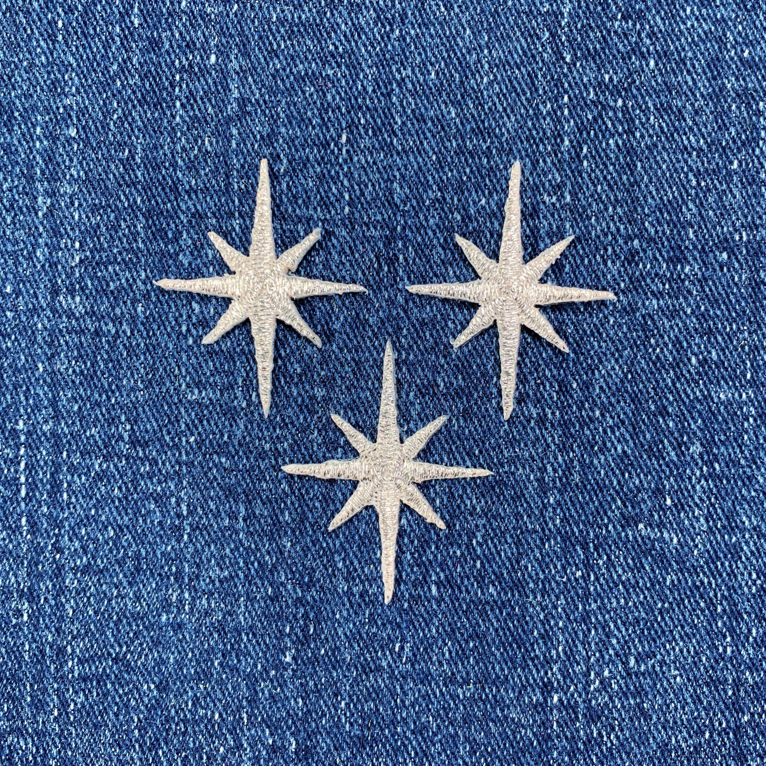 Embroidered Star Iron On Patch 5pcs, Black & Gold Applique, DIY Supplies Craft