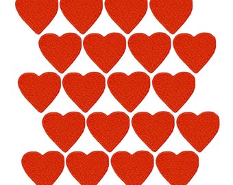 20-Pack Red Heart Applique Patch - Mini Embroidered Love Badge 1" (Iron On)