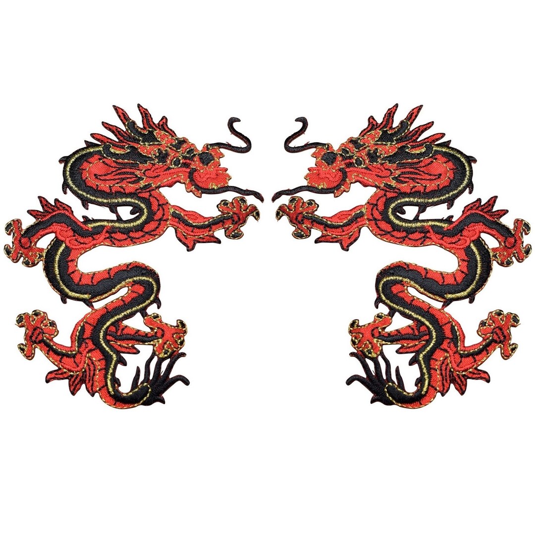 Red Dragon Applique Patch Set Power Strength Good Luck - Etsy