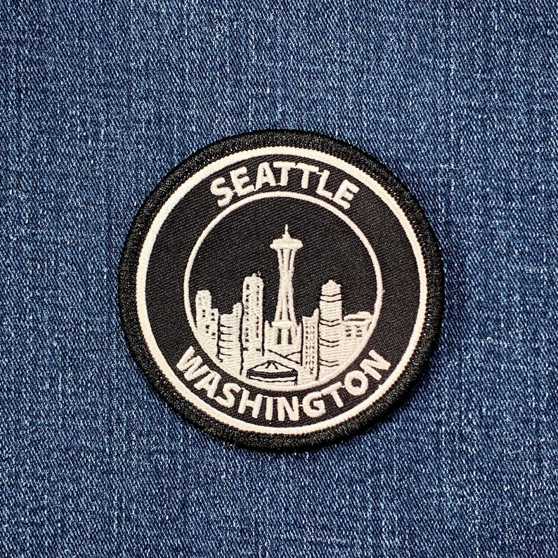 Seattle Washington Patch - Embroidered Skyline Badge 3" (Iron On) image 1