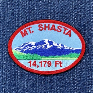 Mount Shasta Patch - Embroidered California Hiking Badge 3.5" (Iron On)