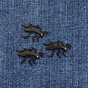 3-Pack Black Ant Applique Patch - Embroidered Insect Bug Badge 1.25" (Iron On)