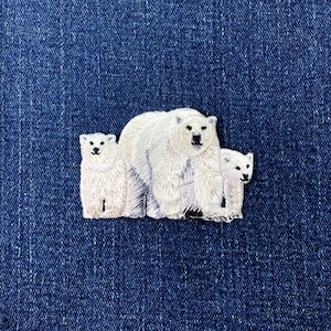 Polar Bear & Cubs Applique Patch - Embroidered Arctic Animal Badge 2.5" (Iron On)
