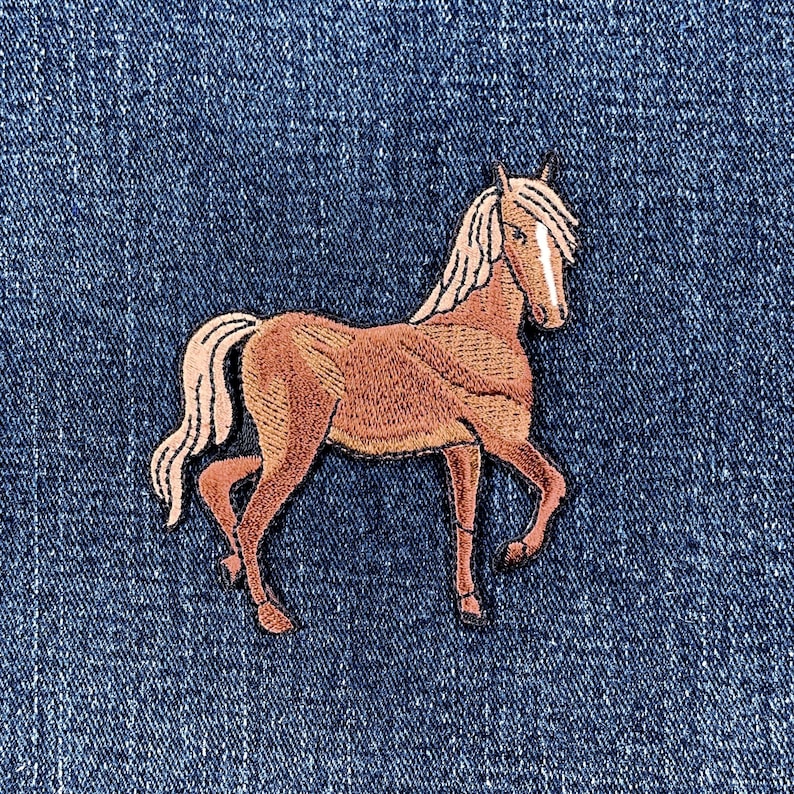 Large Horse Applique Patch - Embroidered Animal Badge 3" (Iron On) image 1