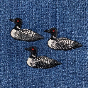 3-Pack Loon Applique Patch - Waterbird Duck Bird Embroidered Badge 1-7/8" (Iron on)