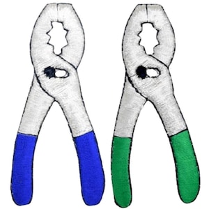 Pliers Applique Patch Set - Mechanic Construction Tool Embroidered Badge 2.75&quot; (2-Pack, Iron on)
