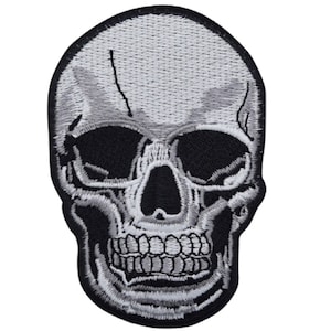 Large Human Skull Applique Patch - Homo Sapiens Head Skeleton Badge 4&quot; (Iron on)