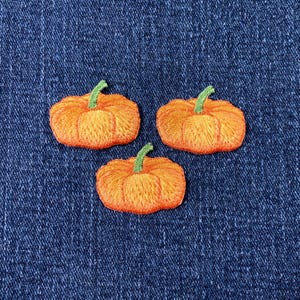 3-Pack Pumpkin Applique Patch - Embroidered Halloween Fall Autumn Badge 1-3/8" (Iron On)