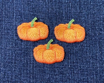 3-Pack Pumpkin Applique Patch - Embroidered Halloween Fall Autumn Badge 1-3/8" (Iron On)